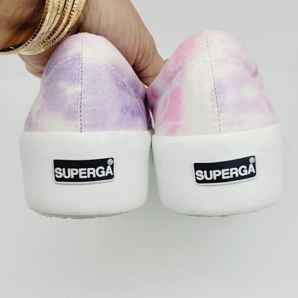 Superga 2306 Platform Slip On Sneakers Pink Purple Tie Dye Sz 8.5 NEW NO BOX - Picture 3 of 10
